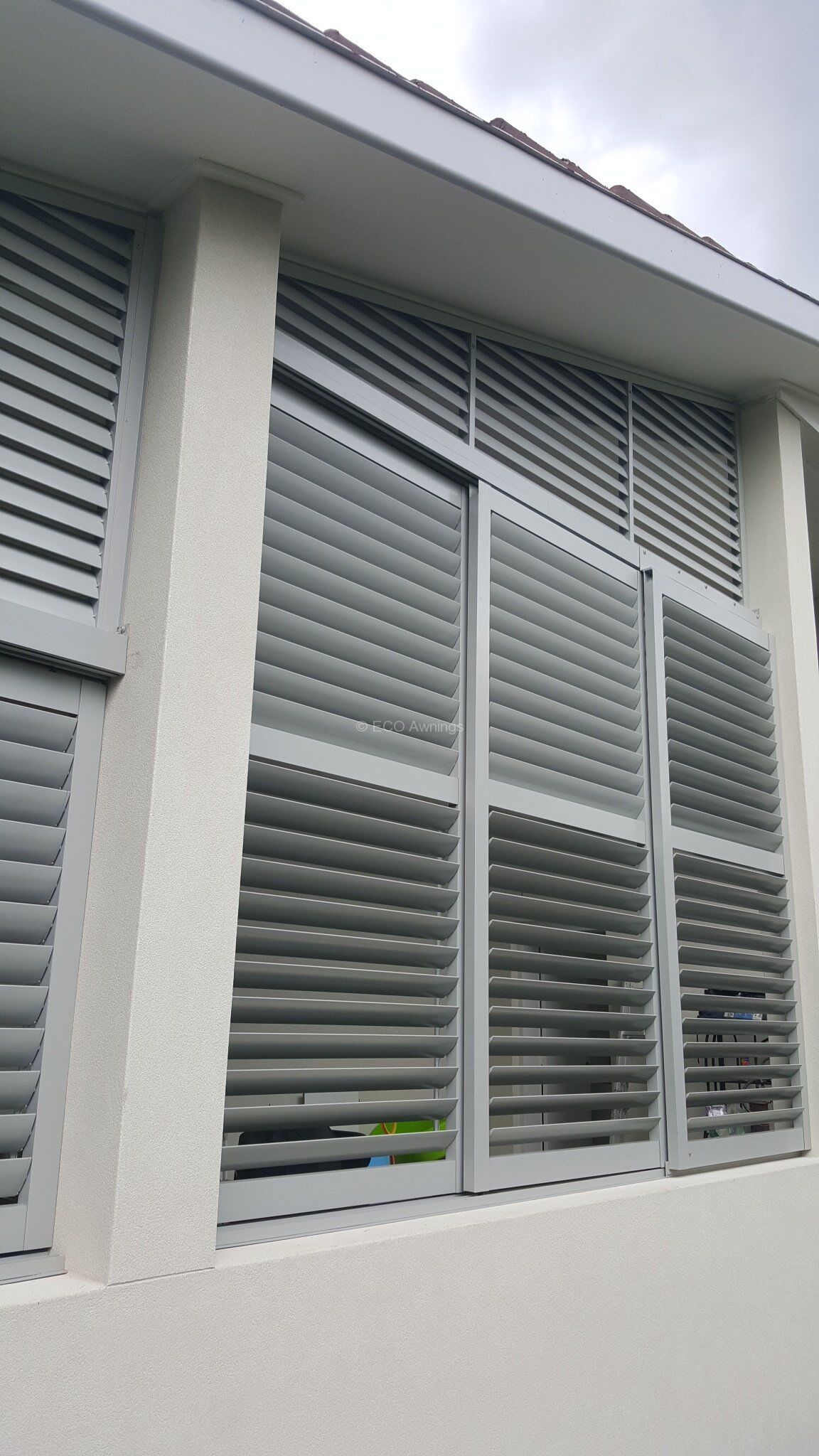 Sliding louvres in a pitch roof - Eco Awnings